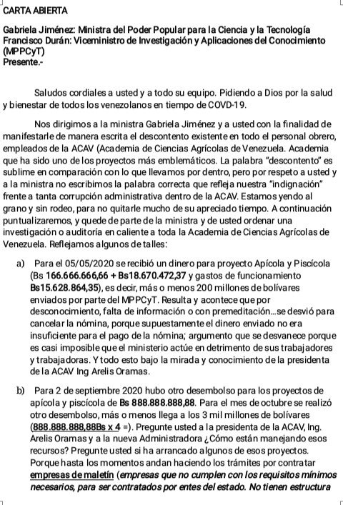 Viendo en NOTIPATRIA que usted pide prueba. Ok. Quién garantiza mi vida y la de mi mamá? @jaarreaza ahí te envío como camarada una denuncia que está rodando en Barinas con toda la corrupción que existe en la Academia de ciencias agrícolas @ACAVenezuela1