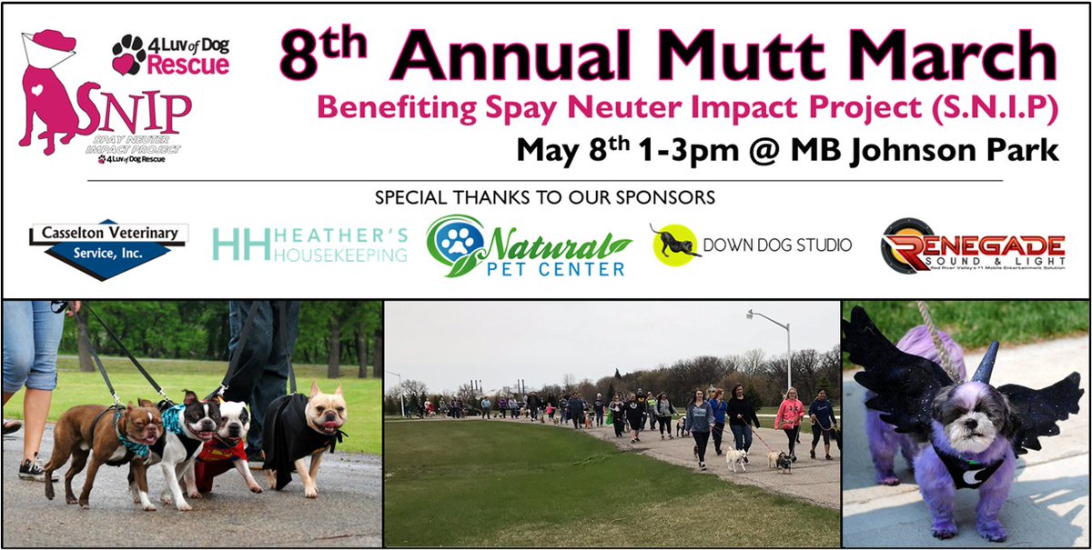 4luvofdogrescue's tweet photo. Mutt March is tomorrow!!! 🥰🐶🐾

It'll be a great day for a walk, fun family activities, costume contest, vendors, and to support the Spay Neuter Impact Project.

#spayneuterimpactproject #muttmarch #moorheadparks #familyfriendly #dogfriendly https://t.co/29gACV5vyh