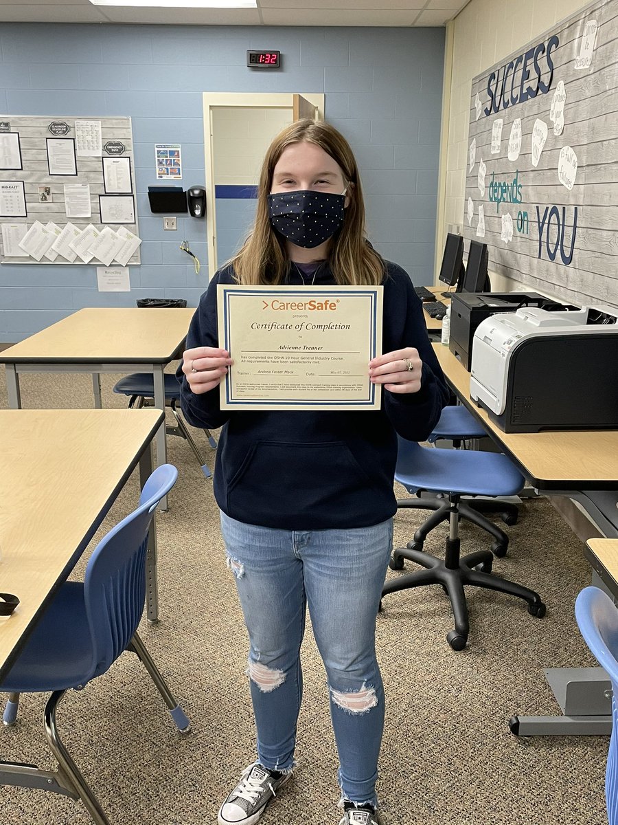 MECTCBEST's tweet photo. So proud of these three students, Adrienne Trenner, Haley Roberts, and Ryan McGuire. They have completed the OSHA 10-Hour Course! https://t.co/lYBtOBVwEw