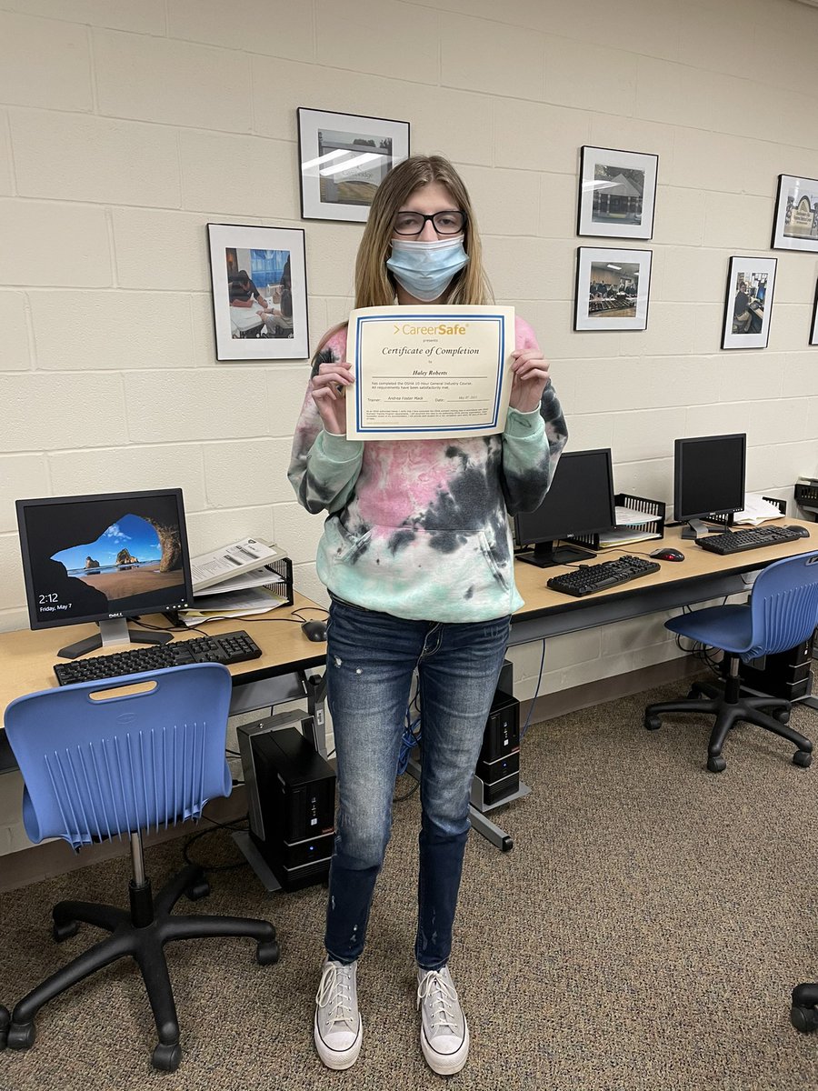 MECTCBEST's tweet photo. So proud of these three students, Adrienne Trenner, Haley Roberts, and Ryan McGuire. They have completed the OSHA 10-Hour Course! https://t.co/lYBtOBVwEw