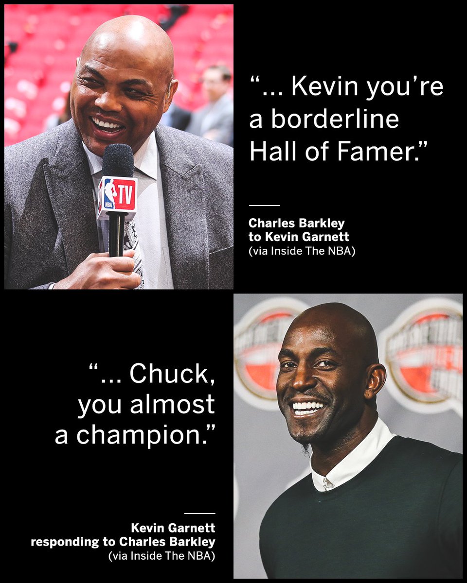 ESPNNBA's tweet photo. KG knew exactly what to say to Chuck 😅 https://t.co/j4yCRo4Y4c