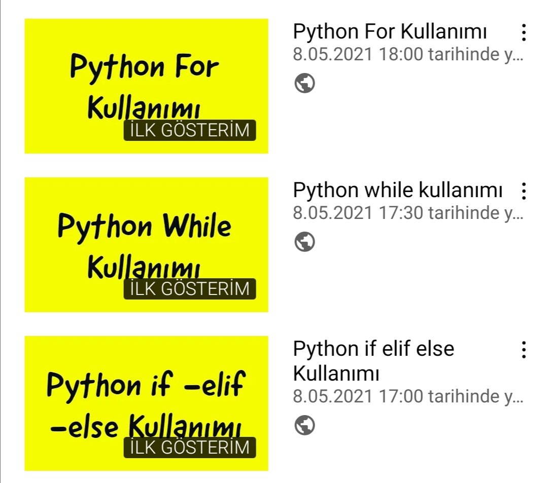 ElifKAR25938713's tweet image. youtu.be/Qy0TTf1SJ9Y
Python Dersleri 2021
#Pythondersleri