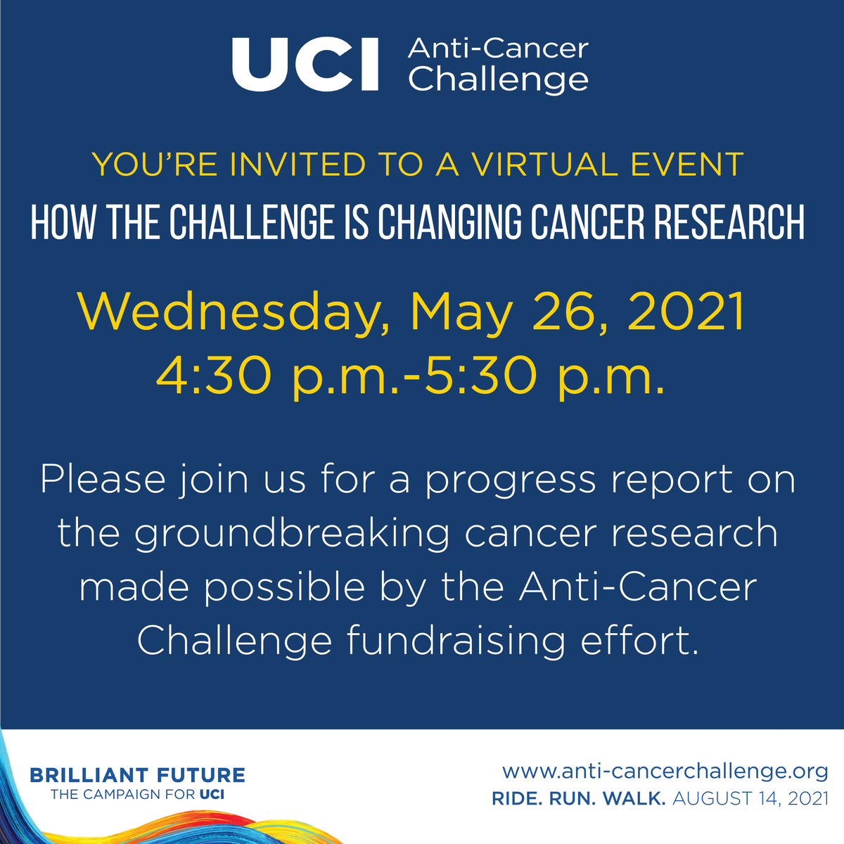 Go to the events page on anti-cancerchallenge.org for more information. #anticancerchallenge