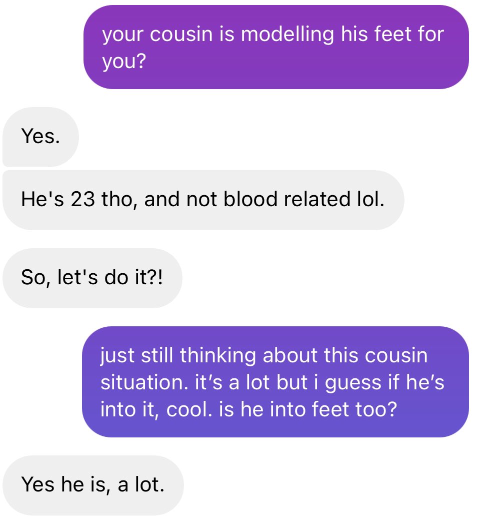 okay so i’ve gotten some clarity on the cousin