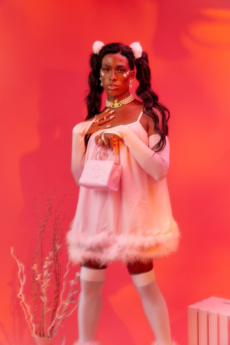 "This bubblegum, cotton candy moment is a true testament to my inner child who always wanted to embody all things fabulous and feminine. A Black Barbie. A Bratz doll. I look like you could take me right out of a box, play with me, and be astounded by how super cute I am...