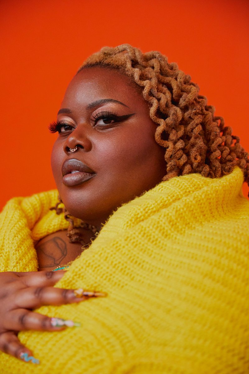 "i love seeing the way my skin and face shine against the orange background. we subverted the traditional calvin klein campaign aesthetics (thin, white, non-disabled) for a underwear shoot that explicitly celebrated my fatness & Blackness " —  @savagexfatty (they/them)