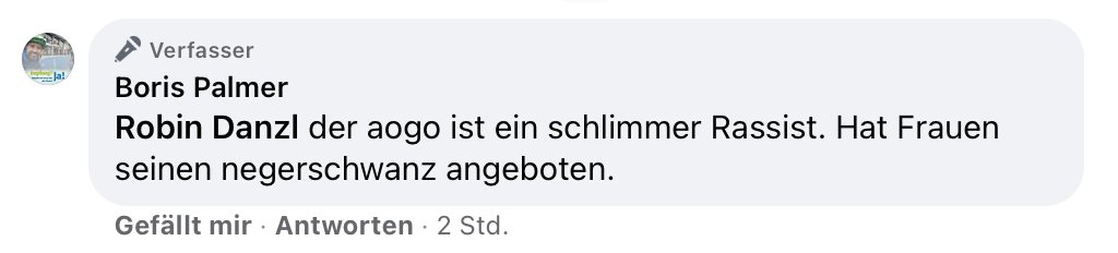 Der Oberbürgermeister von Tübingen hat allen Ernstes heute Abend das hier auf seiner Facebook-Seite geschrieben.