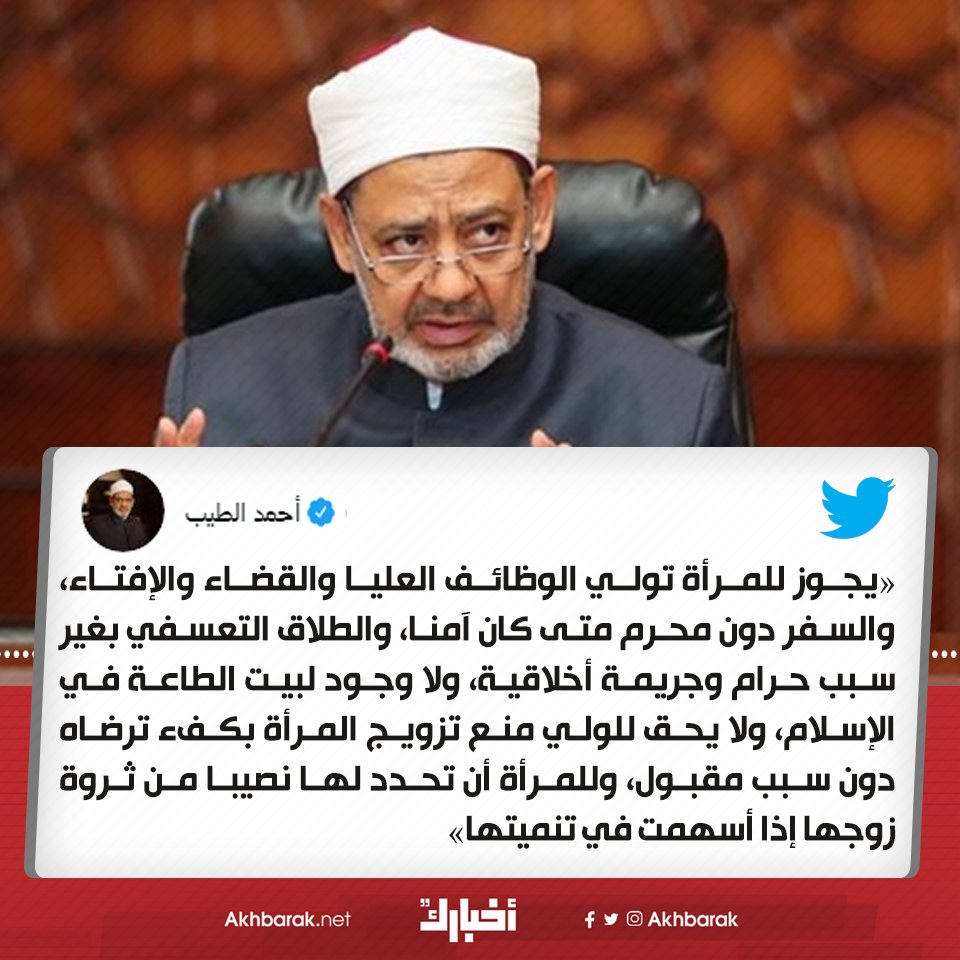 الإمام أحمد الطيب منذ قليل على تويتر