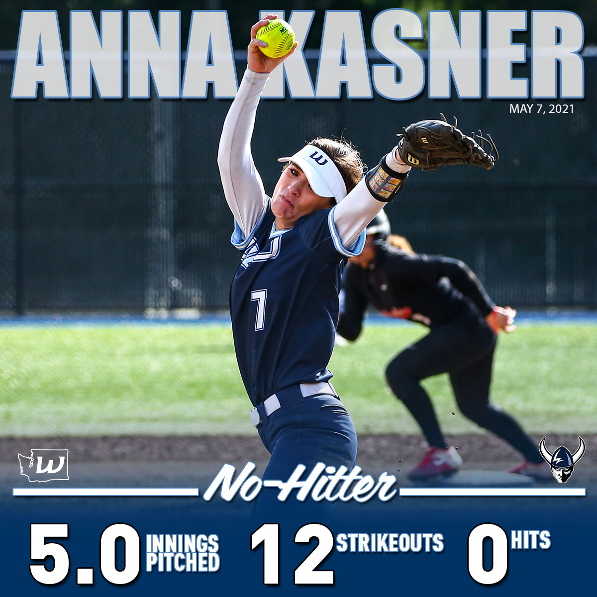WWUAthletics's tweet photo. SB🥎 | Congratulations to Anna Kasner of @WWU_Softball on throwing her third career no-hitter and the first in the history of the #GNACSB Tournament.

𝘍𝘪𝘭𝘦 𝘗𝘩𝘰𝘵𝘰 𝘰𝘧 𝘒𝘢𝘴𝘯𝘦𝘳 𝘧𝘳𝘰𝘮 2020 𝘴𝘦𝘢𝘴𝘰𝘯 https://t.co/u4qJXEtnpp