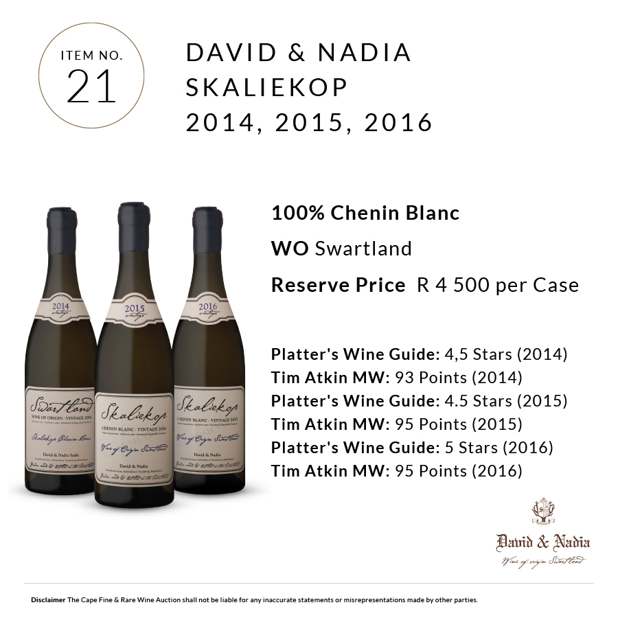 <a href="/DavidandNadia/">David&Nadia</a> #Swartland Skaliekop Chenin Blanc 2014,2015,2016 selection has been sold for R7 000.