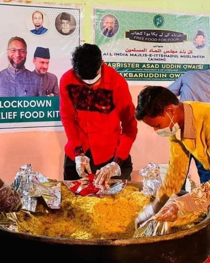 AUOYOUTHICON's tweet photo. AIMIM food distribution for poor people effected by lockdown. https://t.co/iPYFPV8VXT