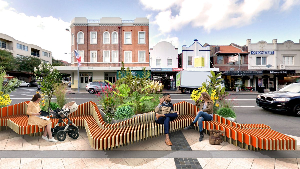 WMBstudio's tweet image. Parked Bench is back! We’ve been commissioned to bring a new iteration to Rose Bay, Sydney. Occupying recently paved-over parking spaces the series of benches will be the longest version yet, starting at 15m, with more planned for the future.