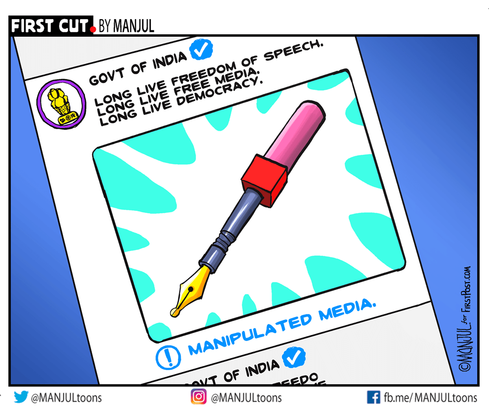 MANJULtoons's tweet photo. #Manipulated_media #Toolkit #Censorship #FreedomofExpression 
My #cartoon for @firstpost
Telegram: https://t.co/0zuidcPdqY https://t.co/llapkzIDYb
