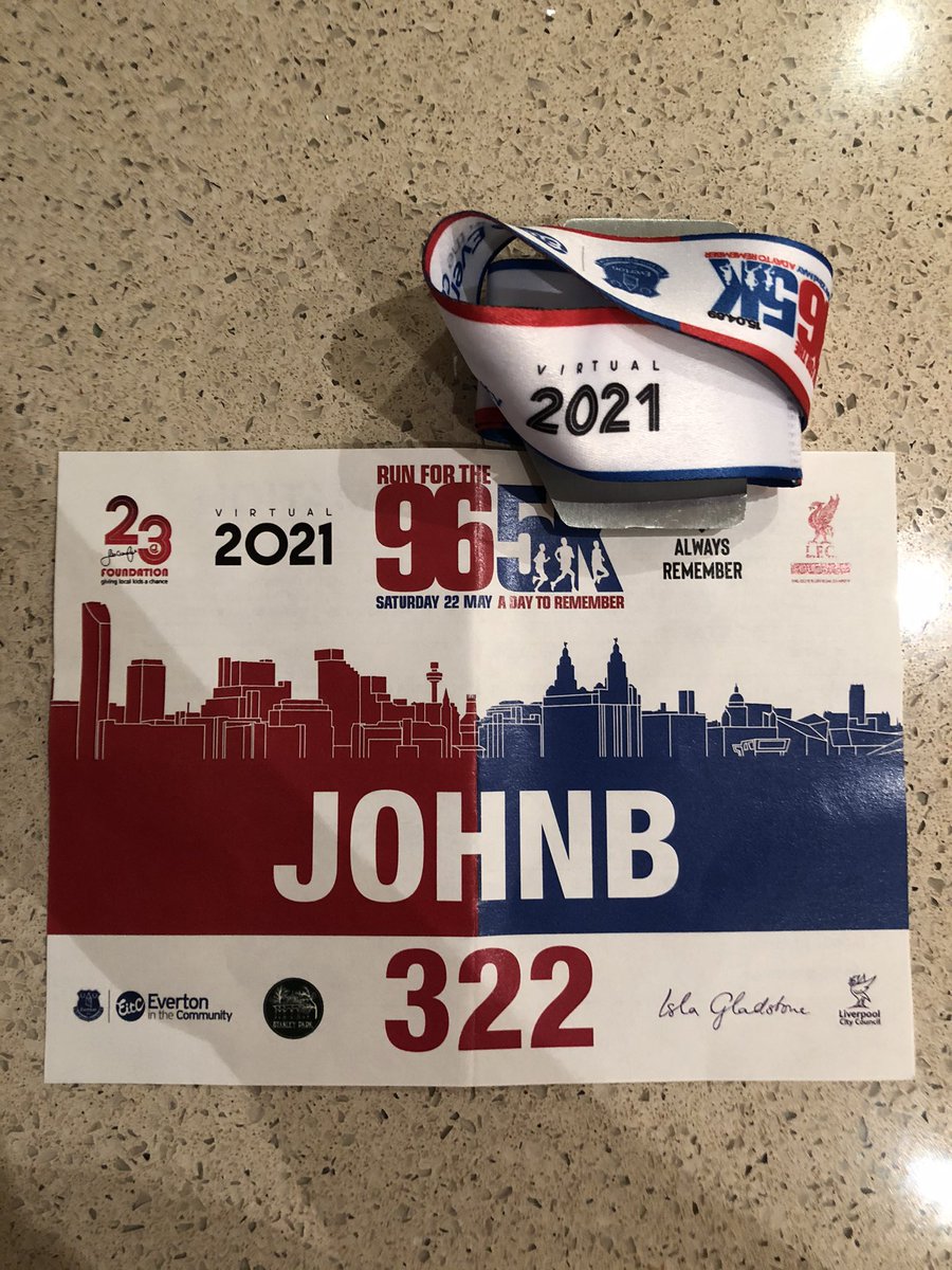 John_B58's tweet photo. Despite ‘morning after the night before’ calf fatigue 😀 I completed my 5K this morning and good luck to everyone today who continue to #RunToRememberThe96 💙❤️ #JFT96 https://t.co/DPVrrtpg7V