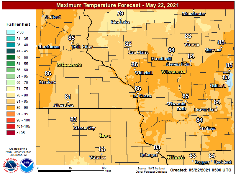 Good Morning SE Minnesota!

We're in for another hot day across the region with highs in the 80s and partly sunny skies.

Wind will be gusty at times this afternoon (eww).

There is a MARGINAL Risk for SevereWeather in NW/NE #Minnesota.

#MNwx #RochMN #Rochester #Austin #LaCrosse https://t.co/w5yABSKkXm