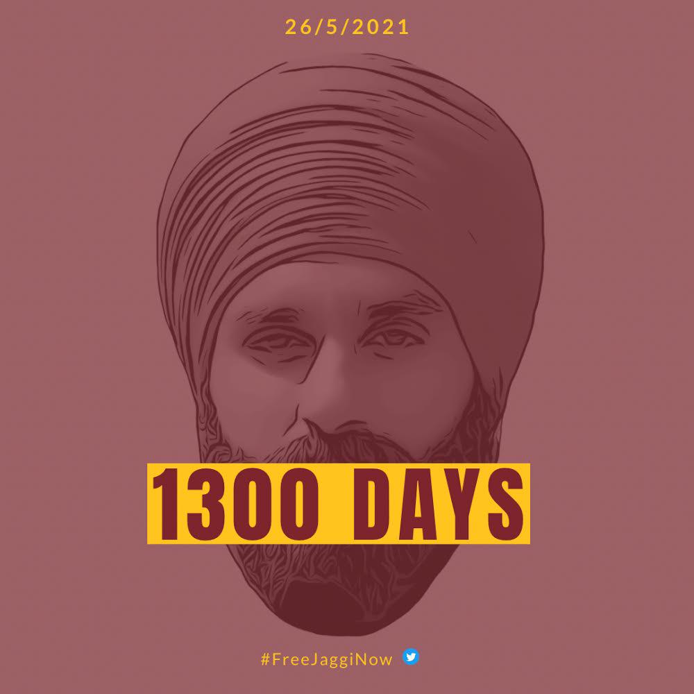 Wednesday, 26 May 2021 will mark 1300 days in detention for Jaggi. Join the social media event by using the #FreeJaggiNow hash tag on all platforms of social media to continue raising awareness and ensuring Jaggi's voice is not silenced.