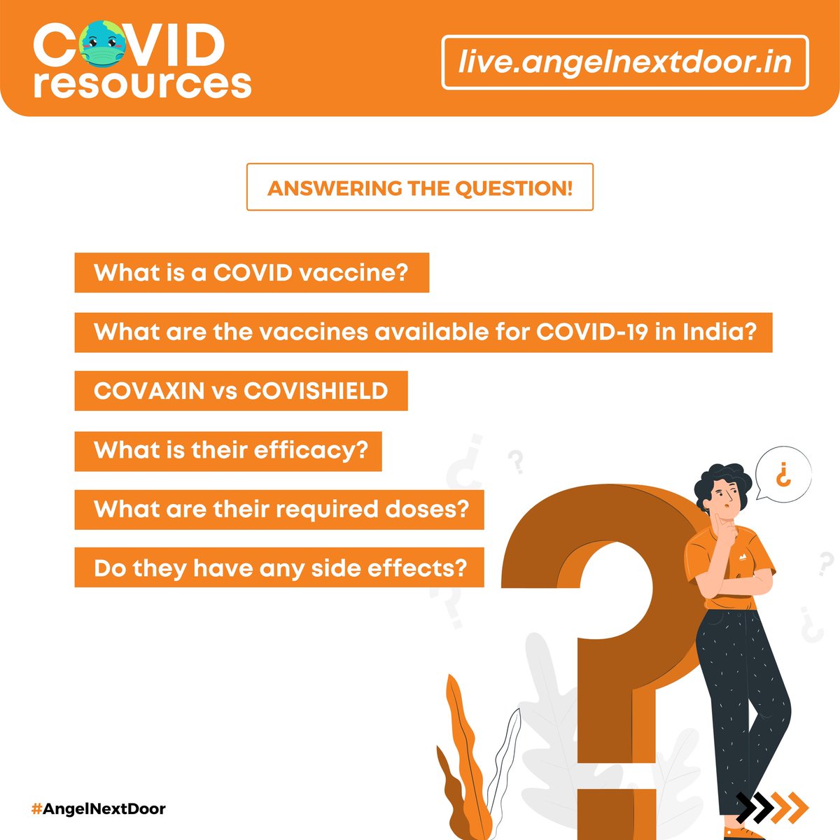 AngelNextDoorIN's tweet photo. Have more questions? 🤔
Comment them.

(1/2)

#AngelNextDoor #covidresources #coronaindia #covidindia #covidvacccine #covid_19 #coronavirus #covaxin #covishield #coronavacccine #vaccine #vaccinationeducation https://t.co/fM30fJvKVp