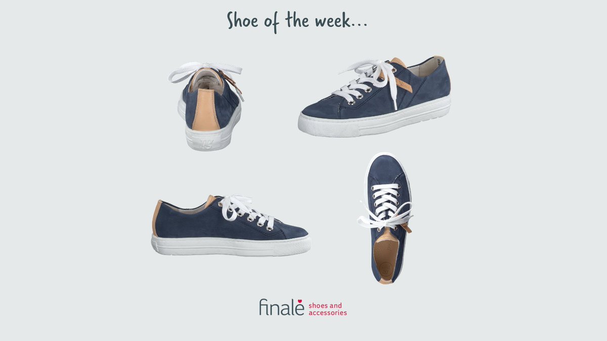 Navy and Tan - a classic combination a bit like cake and me! This Paul Green design has it just right, fresh white laces, navy nubuck which is practical and works with almost any colour and a splash of stylish tan details to make it extra special. finaleshoes.com/products/paul-…