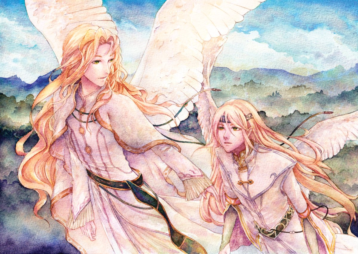 Late but here's my full piece for <a href="/AnotherturnFE/">Another Turn vol. II</a> !! I really enjoyed painting Rafiel and Reyson, and seeing everyone's beautiful pieces come together! 🥰💖