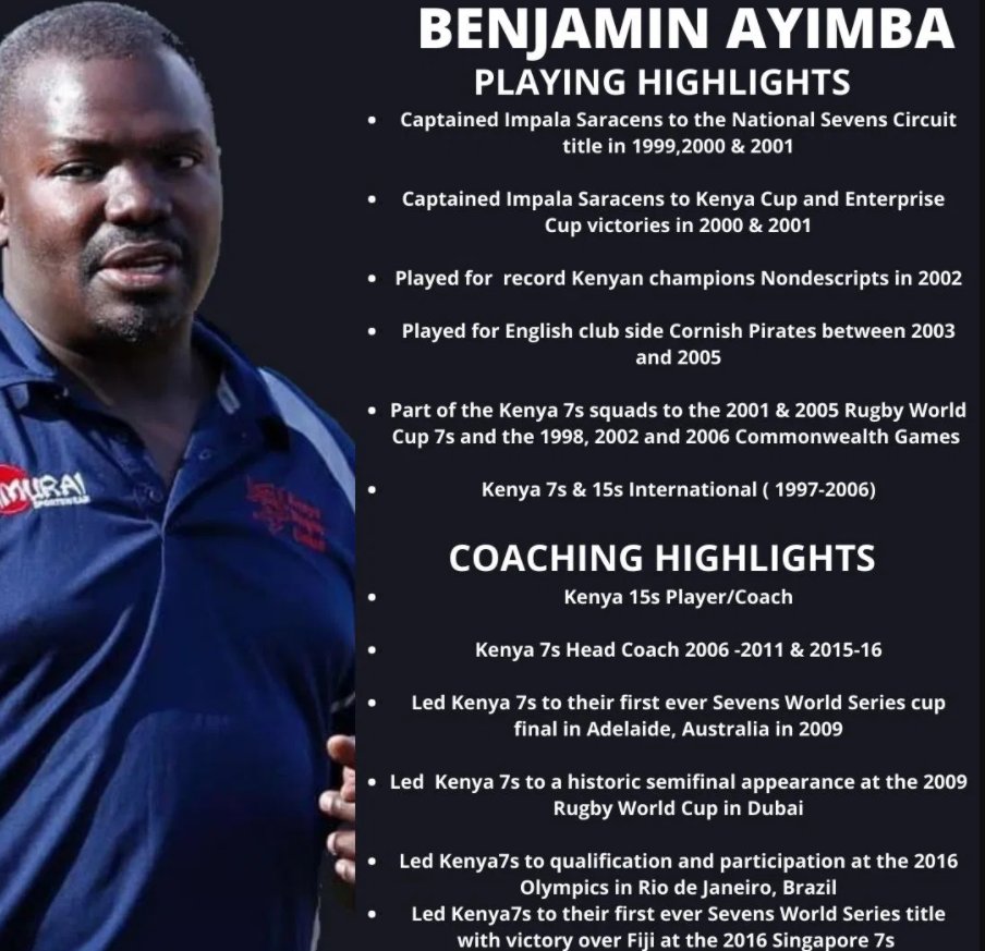 Rugby Africa is deeply saddened to announce the loss of Benjamin Ayimba. Rugby Africa wishes to extend our condolences to Benjamin's family, friends, colleagues and <a href="/OfficialKRU/">Kenya Rugby</a> rugby fraternity. 

Read more ▶️ rugbyafrique.peek.link/23T2 

#Condolences #WhyWePlay #AfricaAsOne