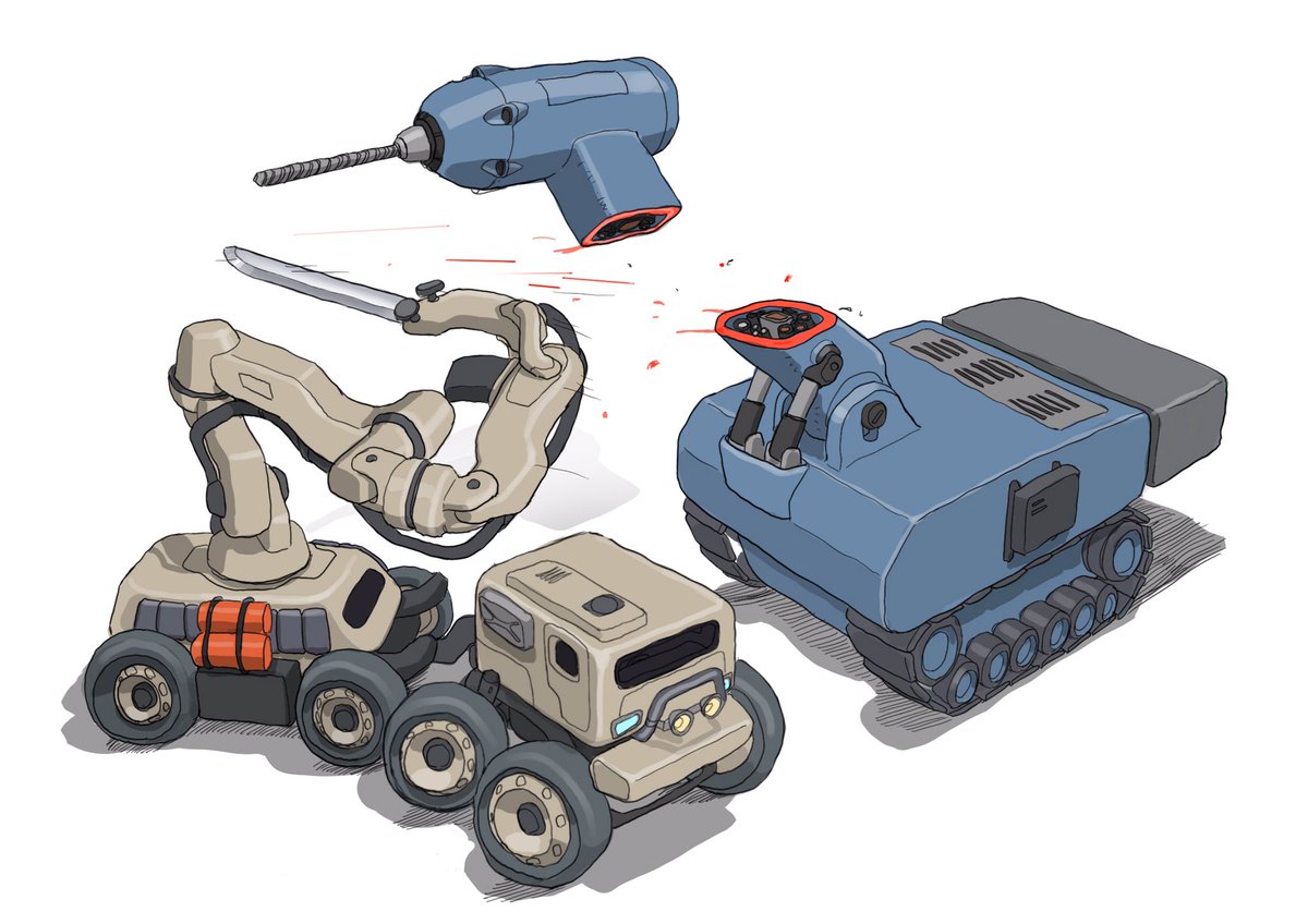 「#メカ #イラスト #illustration 
格闘戦闘車両「多関節アーム式超」|がとりんぐ三等兵のイラスト