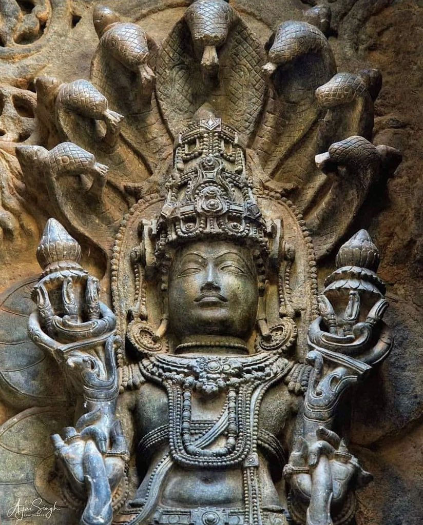 नमो स्तवन अनंताय सहस्त्र मूर्तये, सहस्त्रपादाक्षि शिरोरु बाहवे। सहस्त्र नाम्ने पुरुषाय शाश्वते, सहस्त्रकोटि युग धारिणे नम:।। SRI VISHNU (Sculpture from Hoyasaleshwara Temple, Halebidu, Karnataka)