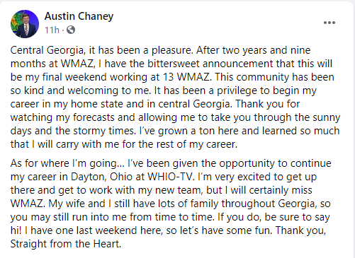 Austin Chaney WMAZ tweet media