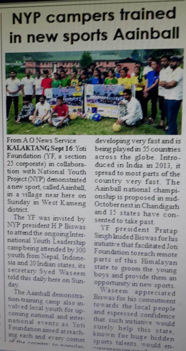 aainballindia's tweet photo. Yoti Foundation in collaboration with National Youth Project demonstrated AAINBALL Sport at West Kameng District.
@kheloindia @FitIndiaOff @StarSportsIndia https://t.co/bJjlhgDmGC