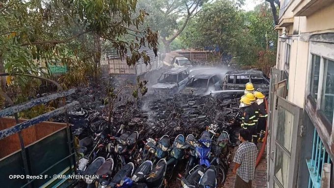 Tw // fire  Fire broke out at TatooThida ward District court this early morning. Reportedly, the evidence<a href="/tag/may22coup"class="tags"><span>#may22coup</span></a><a href="/tag/whatshappeninginmyanmar"class="tags"><span>#whatshappeninginmyanmar</span></a><a href="/tag/noflyzon"class="tags"><span>#noflyzon</span></a>