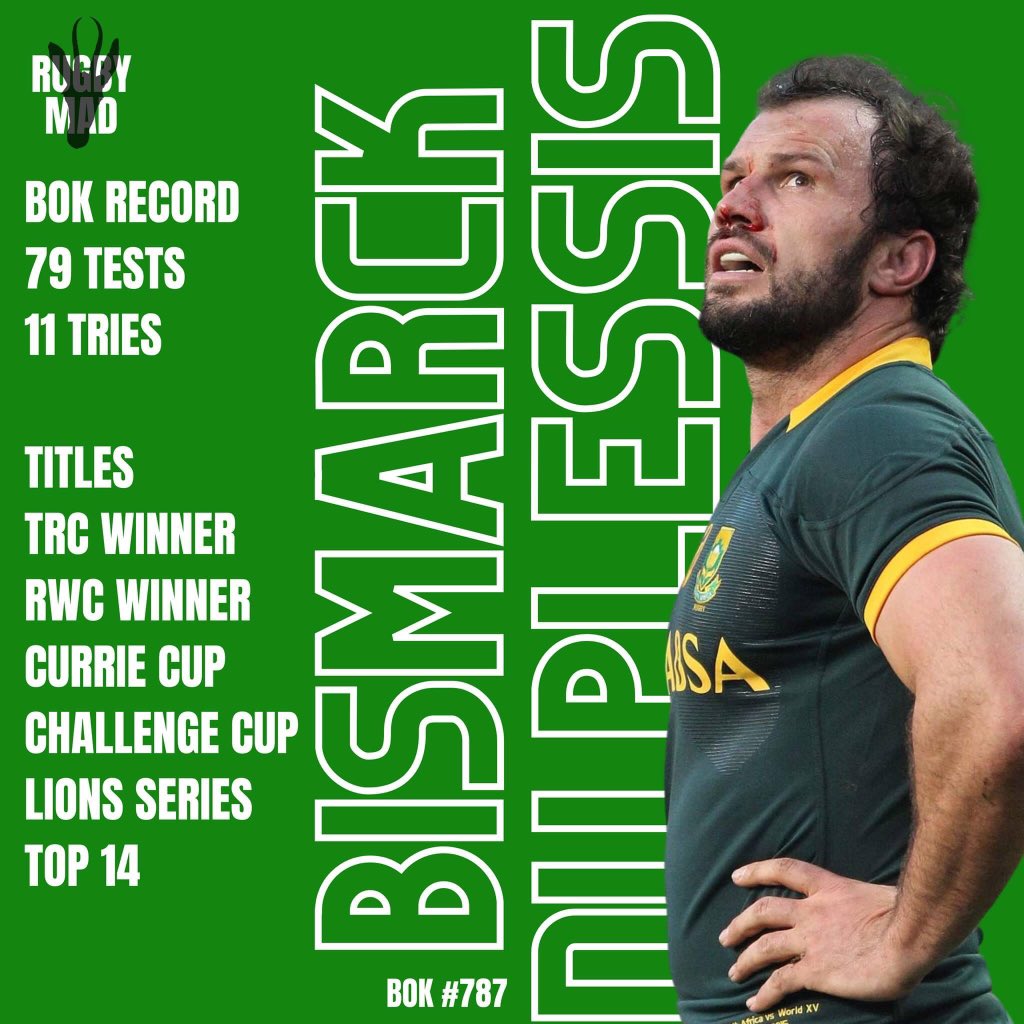 Happy Birthday to Springboks legend and Rugby World Cup winner Bismarck du Plessis  