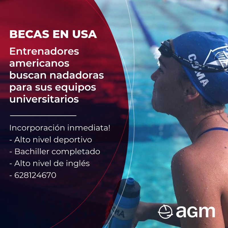 Entrenadores americanos buscan nadadoras para competir en sus equipos universitarios y ofrecerles becas para cursar su carrera en USA. Requisitos: alto nivel deportivo, terminar Bachiller y buen nivel de inglés. ¡Incorporación inmediata! Más info en: 628124670. Vía @AGM_Educacion