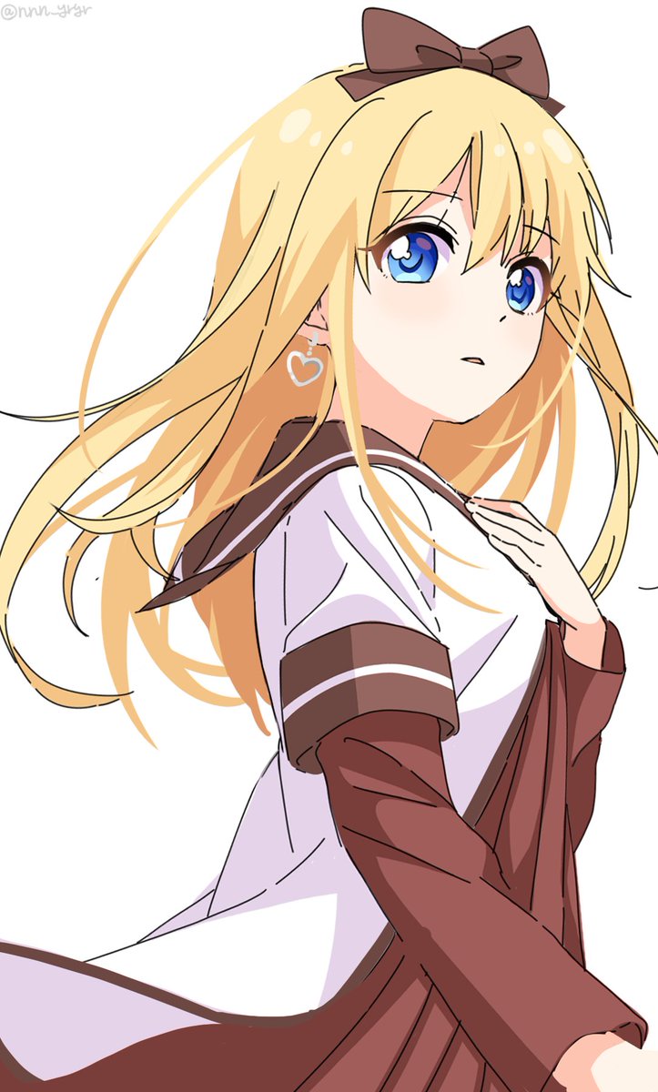 toshinou kyouko 1girl nanamori school uniform blonde hair solo blue eyes long hair school uniform  illustration images