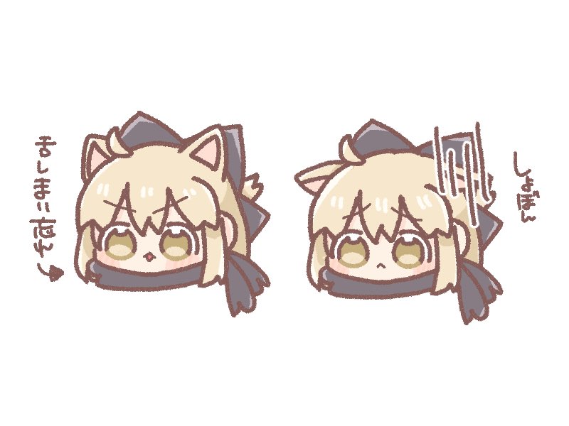 okita souji (fate) ,okita souji (koha-ace) 1girl animal ears scarf ahoge bow black scarf chibi  illustration images