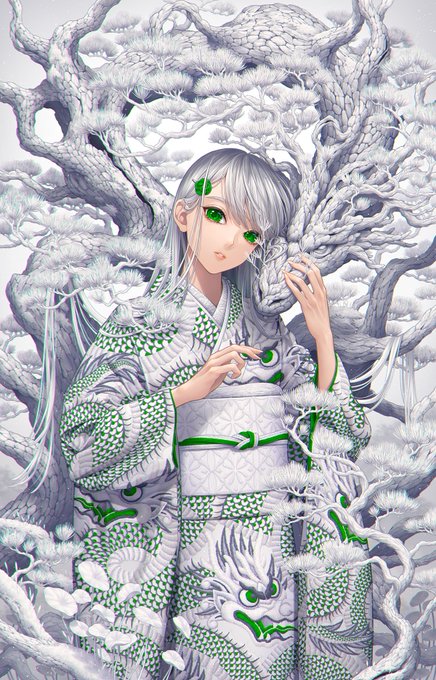 「dragon white hair」 illustration images(Latest)｜5pages