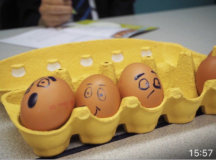 DorkingPriory's tweet photo. Had loads of fun yesterday trying to break an egg in the palm of our hands. Thankfully none broke. Like an egg, sometimes we feel so breakable yet when pressure comes we so often show resilience - I love Patrick Regans quote ‘resilience is to bounce forward’. #bemeproject https://t.co/NvHDSMr4NF