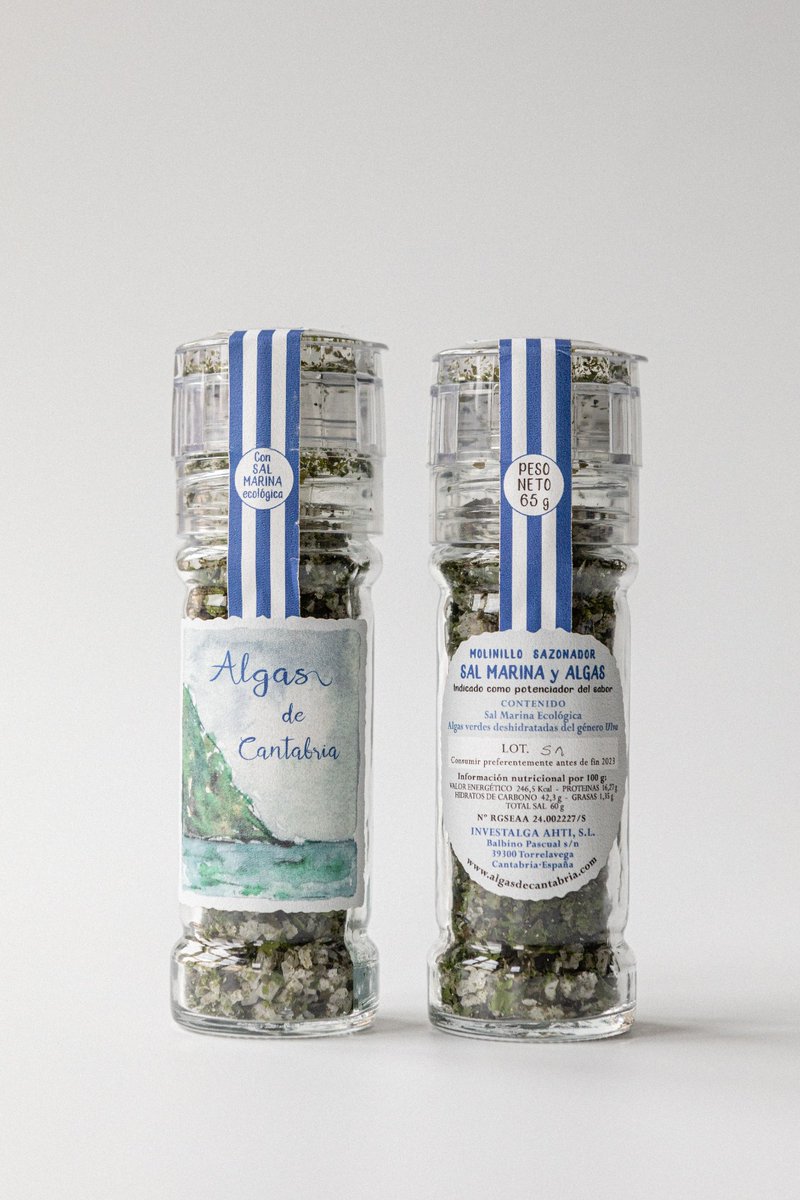 Ya están a la venta nuestros molinillos sazonadores con sal ecológica marina y nuestras mejores algas. Un fantástico aporte de sabor que además potenciará el de vuestros mejores guisos.... Encuéntralos en nuestra web algasdecantabria.com. Os sorprenderá...