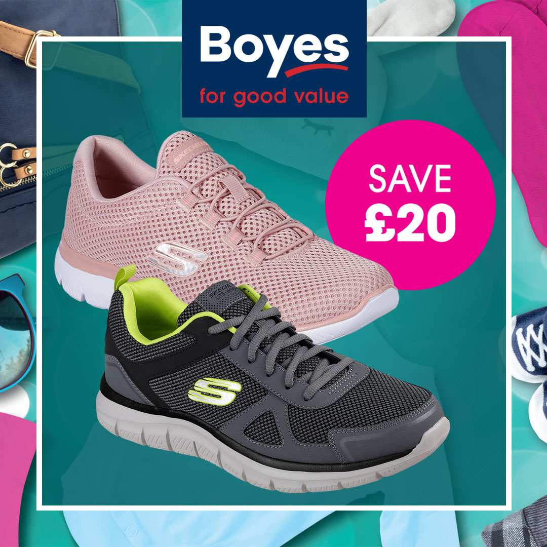 Boyes on Twitter: "Complete your look with these men's or ladies Skechers trainers, the ultimate in comfort &amp; style! 👟👟 Pick up in-store now for only £40! RRP £60 🛍 Find