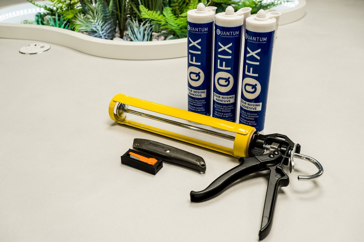 QuantumFlooring's tweet photo. Are you using Q-Fix yet to fit your stair nosings?
> Trusted brand
> Single bond and nosing warranty available
> Saves time on site
Read more - https://t.co/5h6D5RCN9W
#qfix #adhesive #stairnosing #safety #safestairs #flooringfitter #flooringcontractor #stairedging https://t.co/OEd0duH3xb