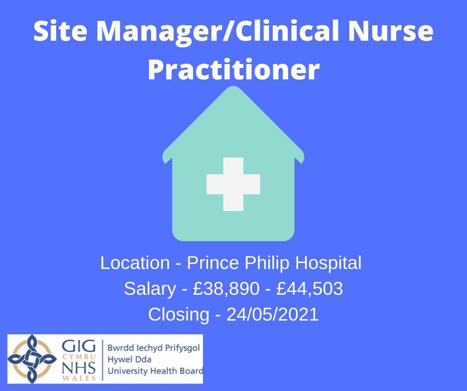 Swyddi Hywel Dda Jobs (@swyddihddajobs) on Twitter photo **Site Manager/ Clinical Nurse Practitioner**
An exciting opportunity has arisen with <a href="/HywelDdaHB/">Hywel Dda UHB</a> within the clinical site management / night practitioner team working at Prince Philip Hospital, Llanelli.
Follow the link to apply...
hduhb.nhs.wales/jobs/β¦ **Site Manager/ Clinical Nurse Practitioner**
An exciting opportunity has arisen with <a href="/HywelDdaHB/">Hywel Dda UHB</a> within the clinical site management / night practitioner team working at Prince Philip Hospital, Llanelli.
Follow the link to apply...
hduhb.nhs.wales/jobs/β¦