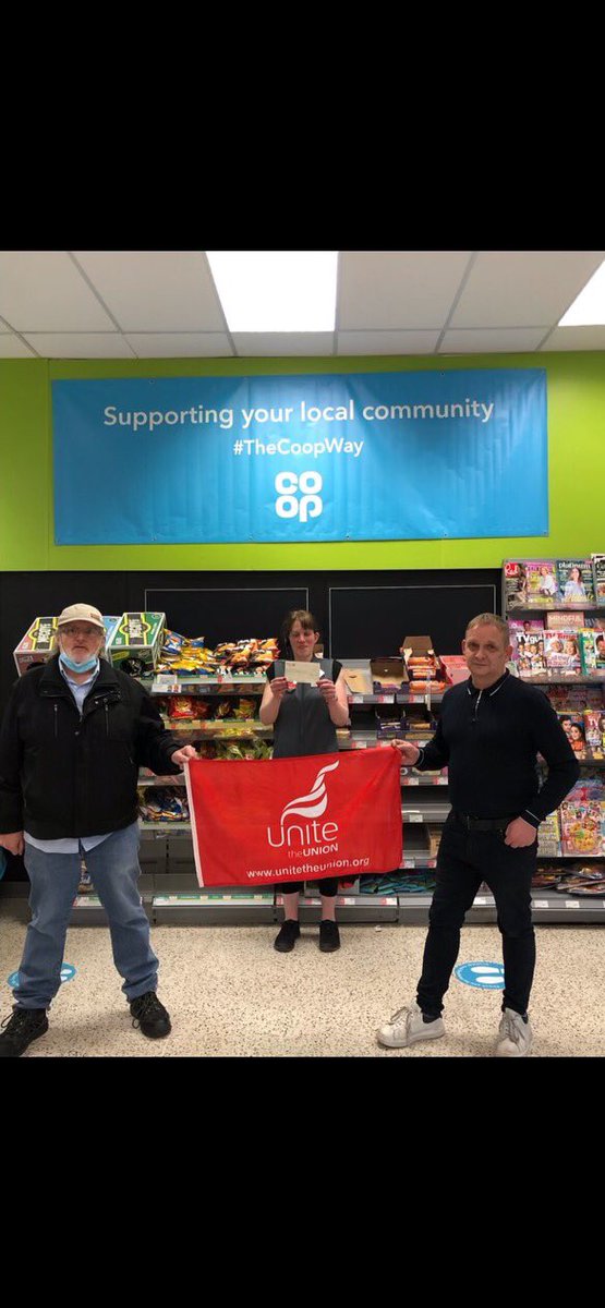savescotair's tweet photo. Caithness Branch of Unite the Union stepped in to match Fund our colleagues in Wick Co -Op who were raising funds for SAM H   John Deighan and Denny Macdonald of Unite are pictured presenting a cheque for £180 from our members to Martina CO OP. Supervisor#unitetheunion#family https://t.co/uMOL1Ut1Pj