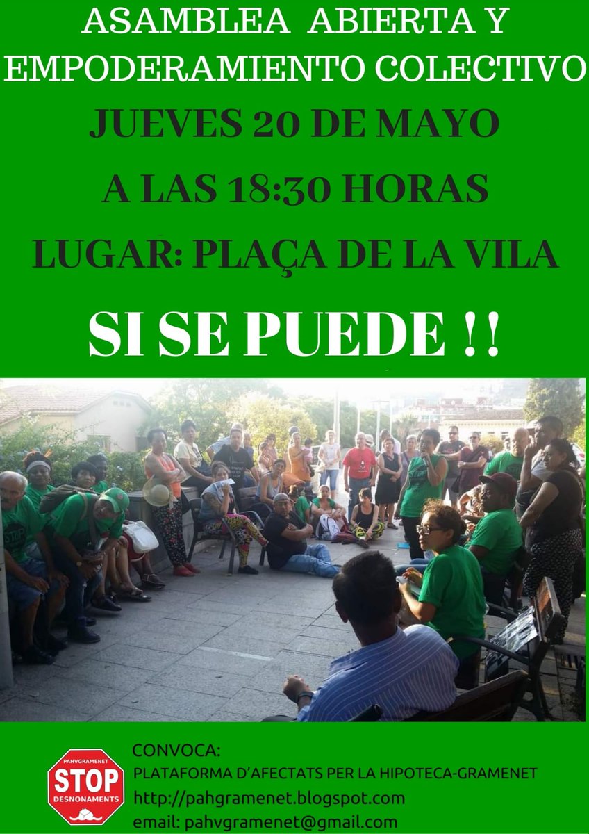 Avui la <a href="/PAHVGramenet/">PAHV Gramenet</a> estarà al carrer per denunciar la situació amb els desnonaments i de la manca d'habitatge públic i social a #SantaColoma #Gramenet.

Cal ser-hi!