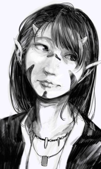 鬼人族の娘
人を食うことも特異な力などもなく額のツノと耳の形状以外に人間と差はないがその容姿と生肉を食べる習慣故に人間に迫害され山間部においやられた過去を持つ
山深く移動しながら生活をする彼らに会う事はとても難しい 