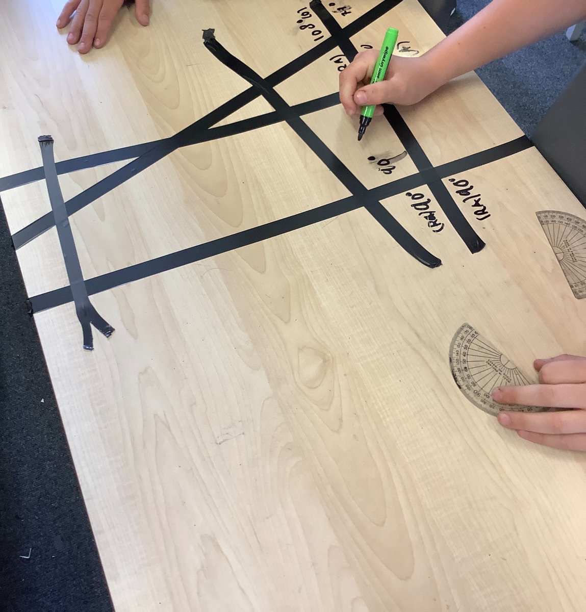 Merryhillssch's tweet photo. Year 5 have been practicing measuring angles with protractors 😀#curiosity #collaboration #mathstrainsbrains #welovelearning https://t.co/qU8XbYQoVy