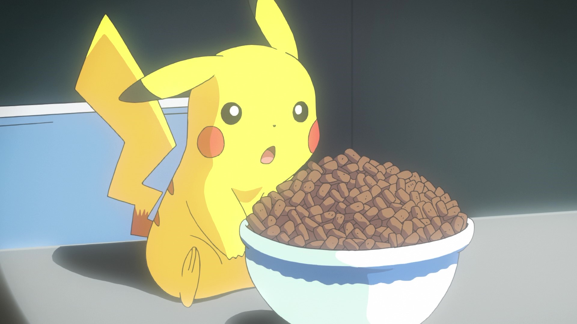 アニメ ポケットモンスター 公式 アニポケ 第67話は なんと ピカチュウ が逮捕 ある朝 サクラギ研究所に現れたデッカー刑事 電気どろぼうの容疑で ピカチュウ が逮捕 デッカー刑事のたくみな 話術 ポケモンフーズ丼を前にして ピカチュウ