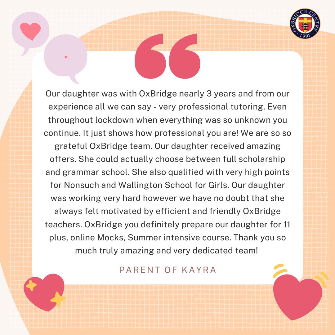 oxbridge_uk's tweet photo. Here are some latest testimonials from our happy customers. It is so rewarding to hear such lovely feedback. 😍

For more information on our courses, please visit https://t.co/xweY6fyOH4.

.
.
.
.
#11plus #FridayFeeling https://t.co/qCLThBtEPU