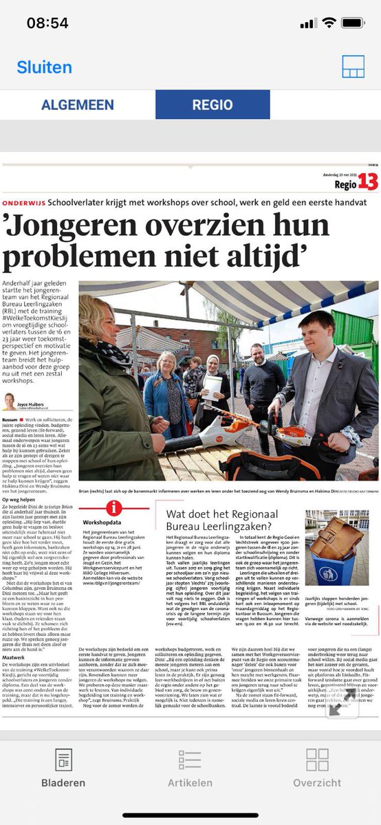 Mooi artikel in <a href="/gooieneemlander/">De Gooi- en Eemlander</a> over het werk van ons Jongerenteam <a href="/RegioGV/">Regio Gooi en Vechtstreek</a>. Onder andere bieden we nieuwe gratis WORKSHOPS voor jongeren in samenwerking met <a href="/WSPGooienVecht/">wspgooienvecht</a> en <a href="/MBOHilversum/">MBOCollegeHilversum</a> #WelkeToekomstKiesJij
rblgv.nl/nieuws/jongere…