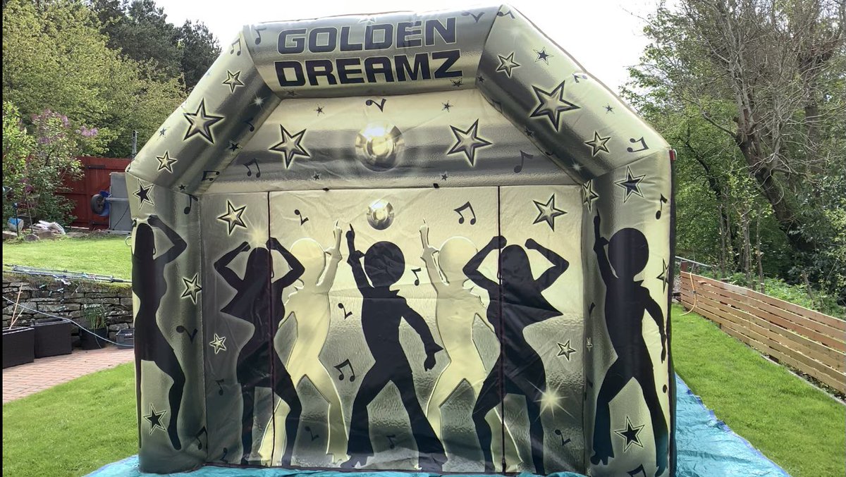 Our NEW inflatable nightclub “GOLDEN DREAMZ” is now able to start arriving at your events in Dundee!!! May, June and July are very busy but we still have one or two dates available. Check availability by contacting us via our enquiry/booking form silentnights.fun/enquiry-and-bo….
