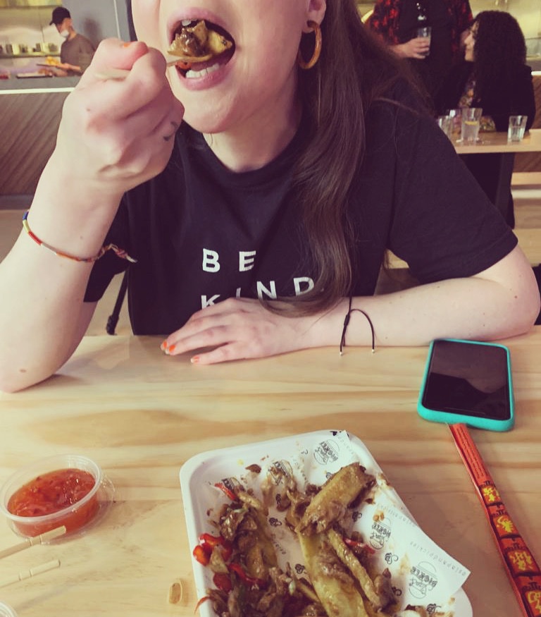 EmmaYatesBadley's tweet image. Before and after. Am I getting this food photography thing right? 

Ace launch of Society MCR last night (from the brains behind @assemblyug). I’m now in love with vegan duck loaded fries from @slapandpickles and will refuse to eat anything else. 

@Northern_Soul_