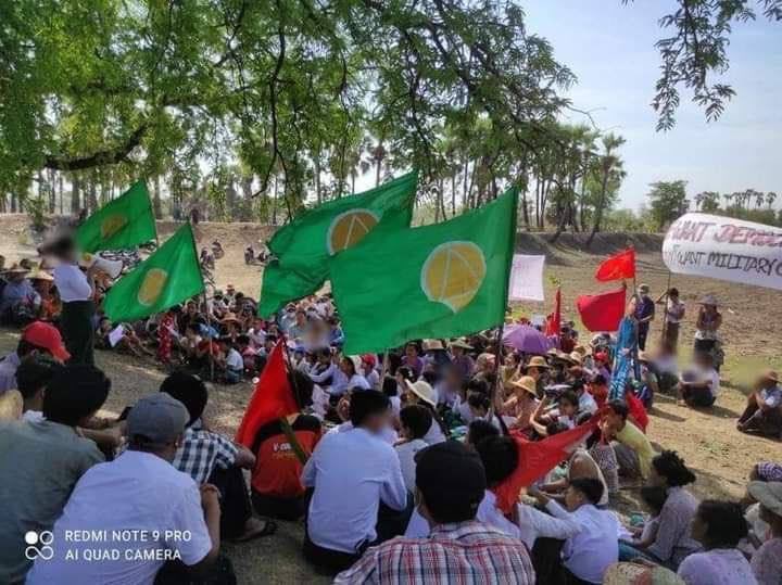 Magway educators, students, and civilians marched against military dictatorship this morning. #May20Coup  #WhatsHappeningInMyanmar  #MindatIDPCamp