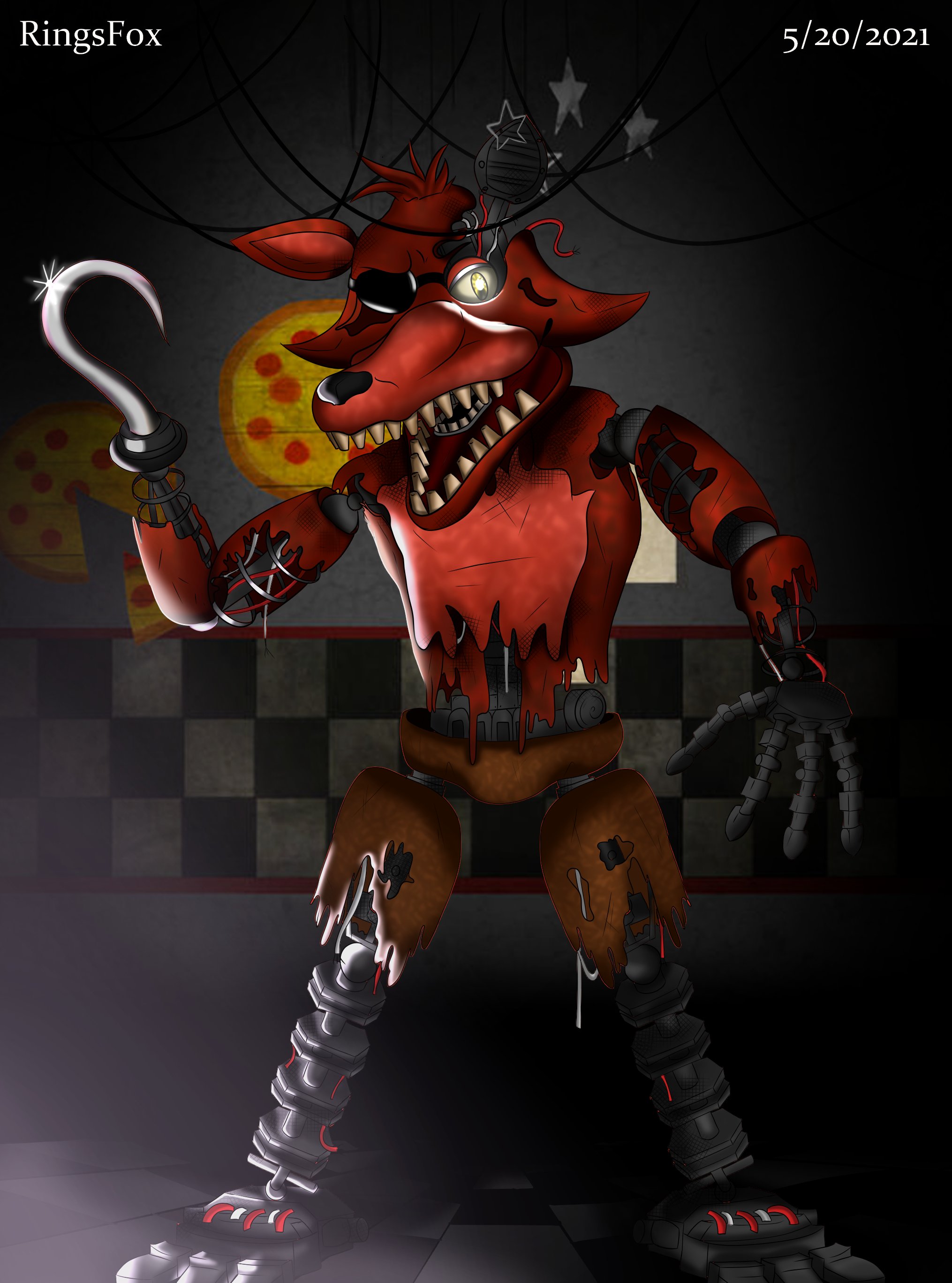 Ring(o)s on X: #fnaf2 #witheredfoxy #fnafart 3 Days of doing this! Withered  Foxy!  / X